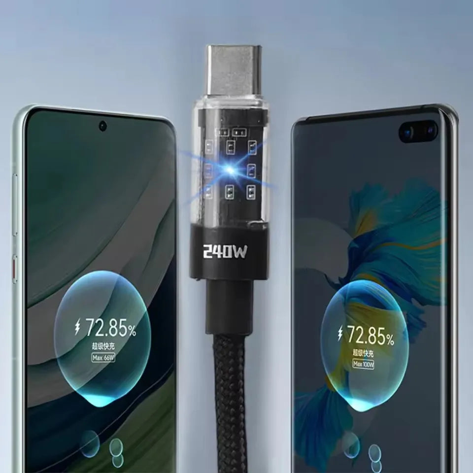 240W Nylon USB Type C Fast Charging Cable | Super Fast Data Cord