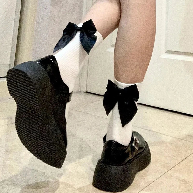 Kawaii Bowknot Middle Tube Socks | Cute Spring Style for Women