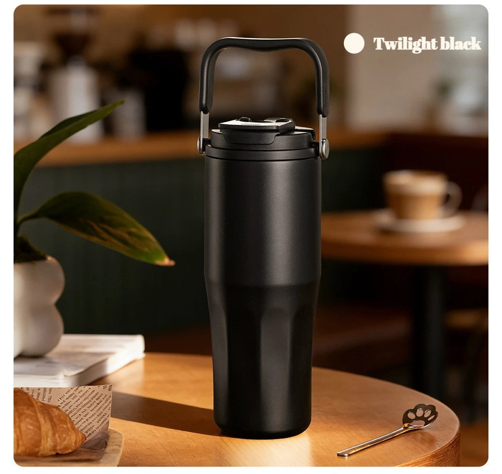800ML Insulated Travel Tumbler with Straw & Tea Infuser | Leakproof Design