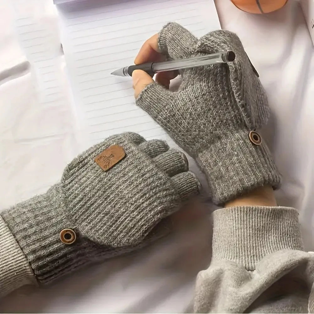 Half Finger Winter Gloves | Convertible Fingerless Mittens for All