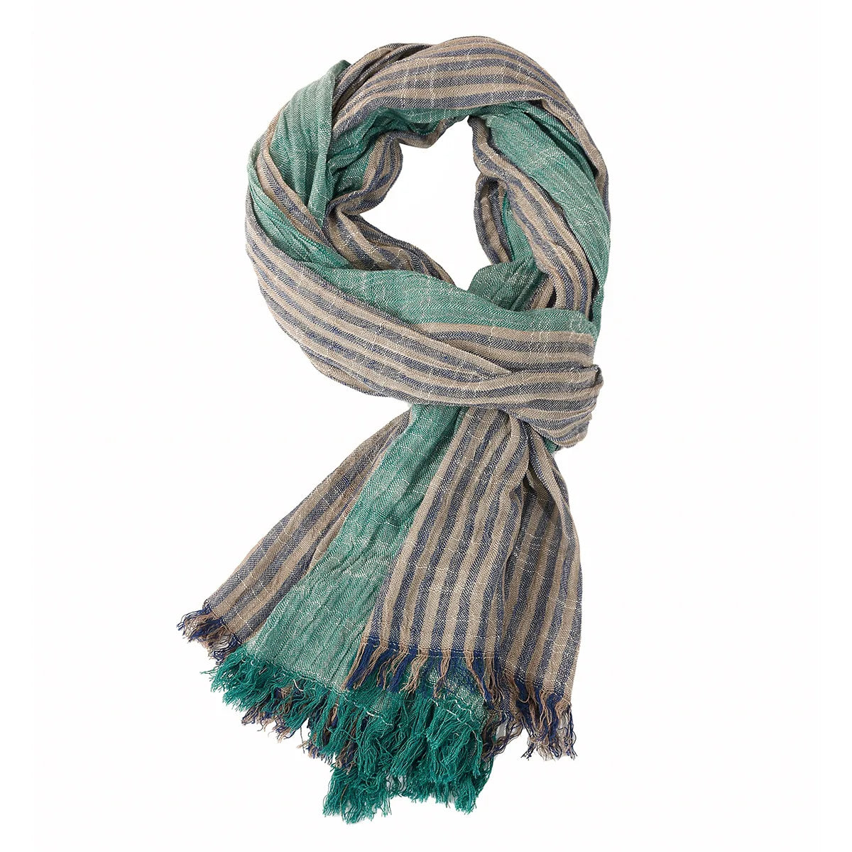 Fashionable Men's Cotton Linen Scarf | Warm Striped Neckerchief