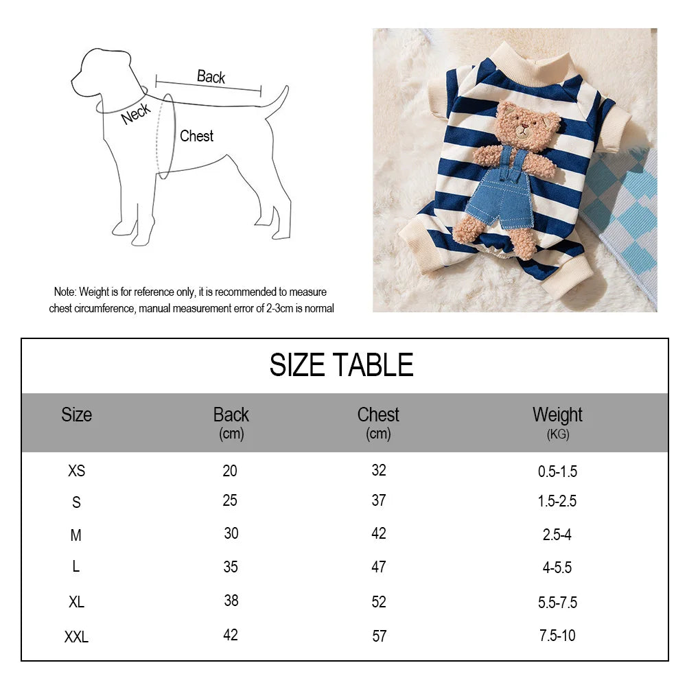 Kawaii Cat Jumpsuit | Cute Striped Romper for Small Pets