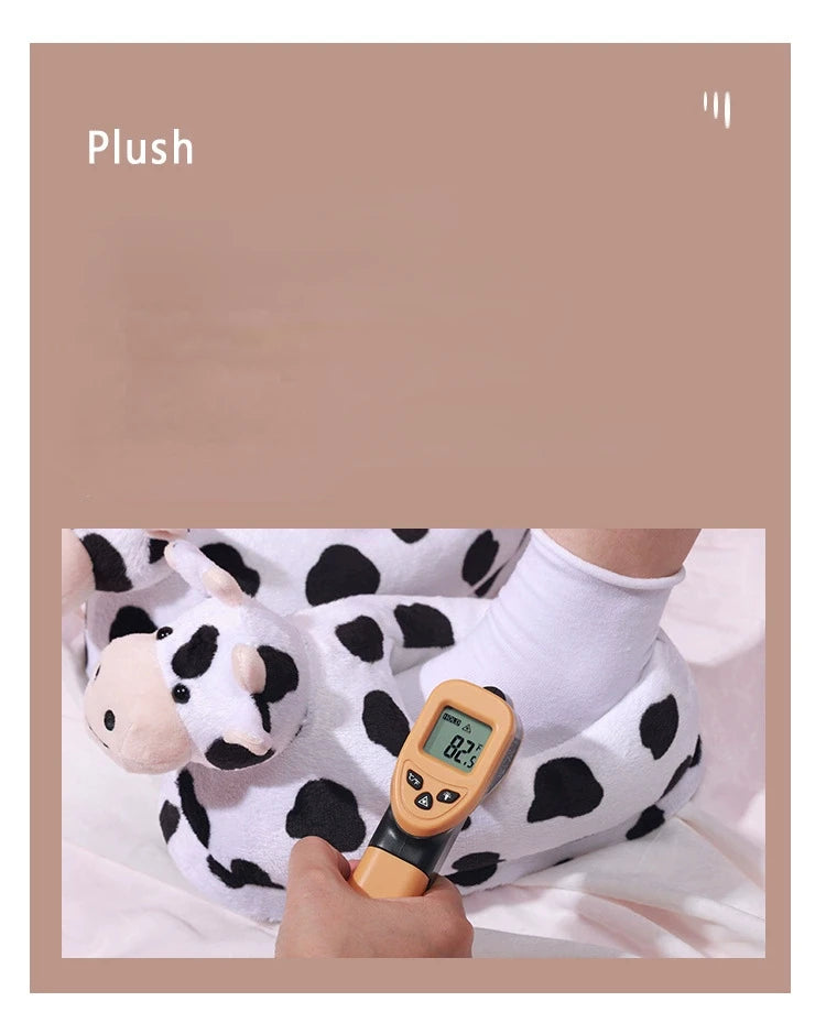 Cute Milk Cow Plush Slippers | Cozy Kawaii Indoor House Shoes