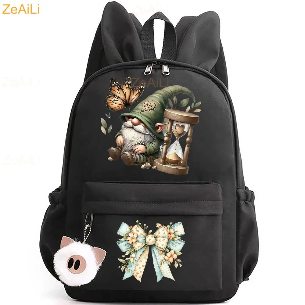 Retro Wolf Head Paw Backpack | Stylish Casual School Rucksack