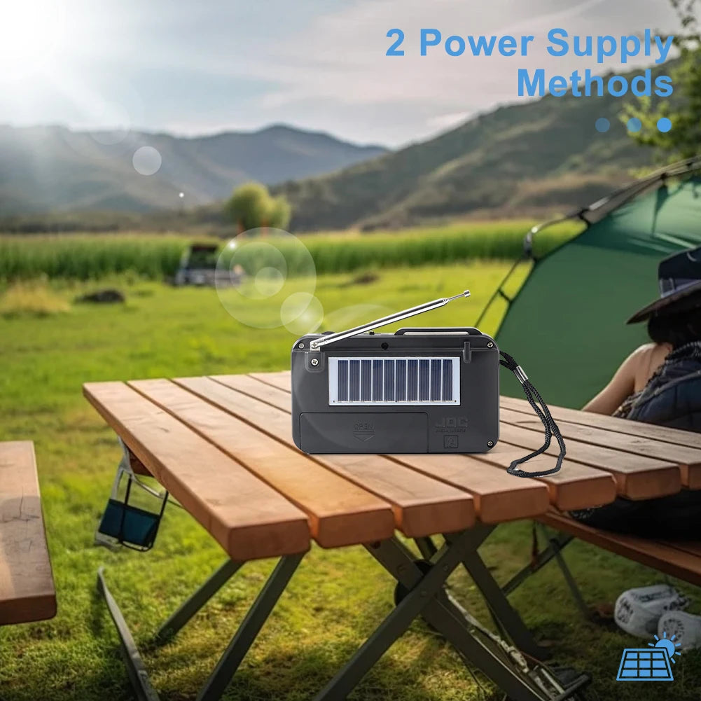 Portable FM Radio Receiver with Bluetooth & Solar Charging