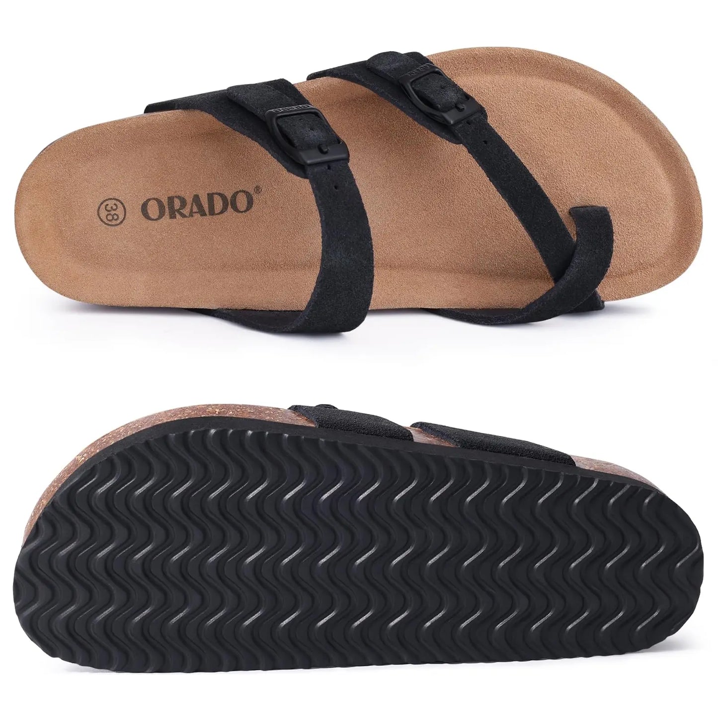 Women's Suede Sandals | Adjustable Buckle Cork Platform Footwear
