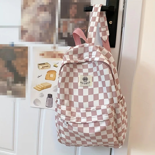 Mochila de ocio a cuadros casual elegante | Bolso de estudiante duradero