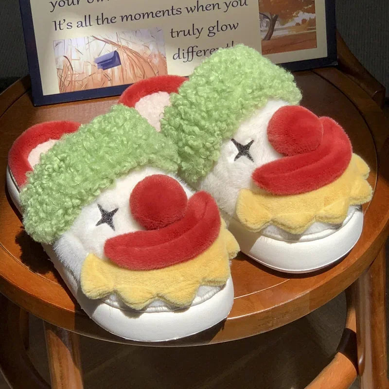 Funny Fluffy Platform Slippers | Cozy Cartoon Indoor/Outdoor Shoes