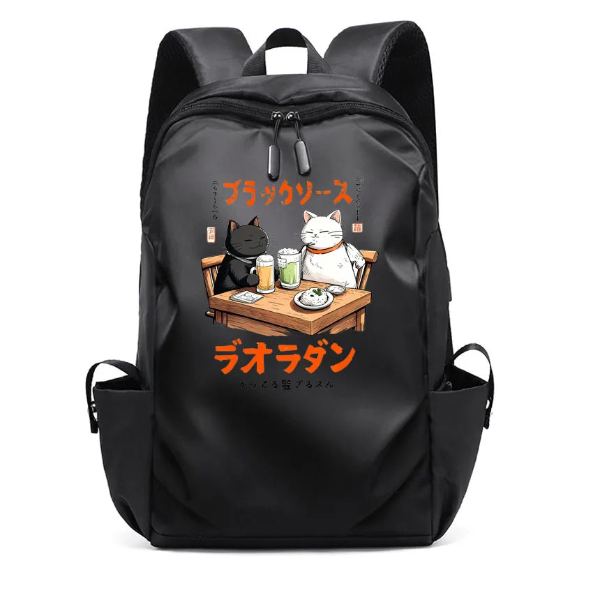 Cute Waterproof Men's Business Laptop Backpack with Cat Print