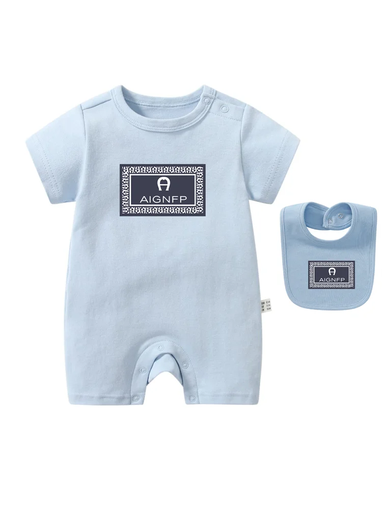 Colorful Newborn Baby Boys Rompers & Bib Scarf Set | Summer Style