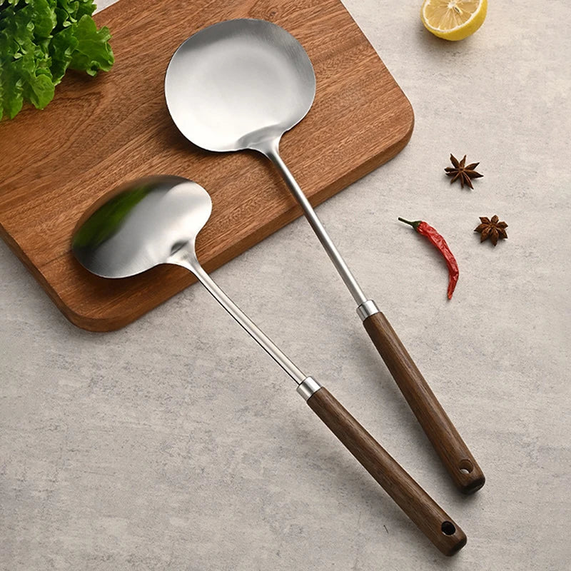 Stainless Steel Wok Spatula with Wooden Handle | Versatile Cooking Utensil