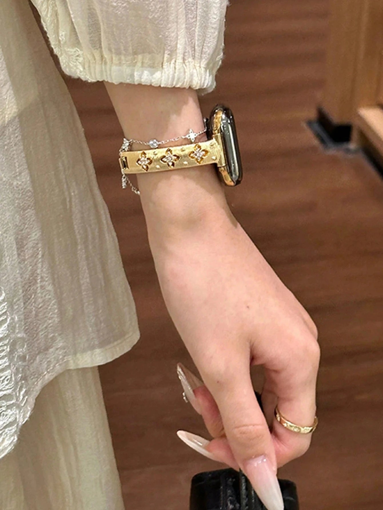 Elegant Gold Stainless Steel Bracelet | Stylish Watch Band Compatible