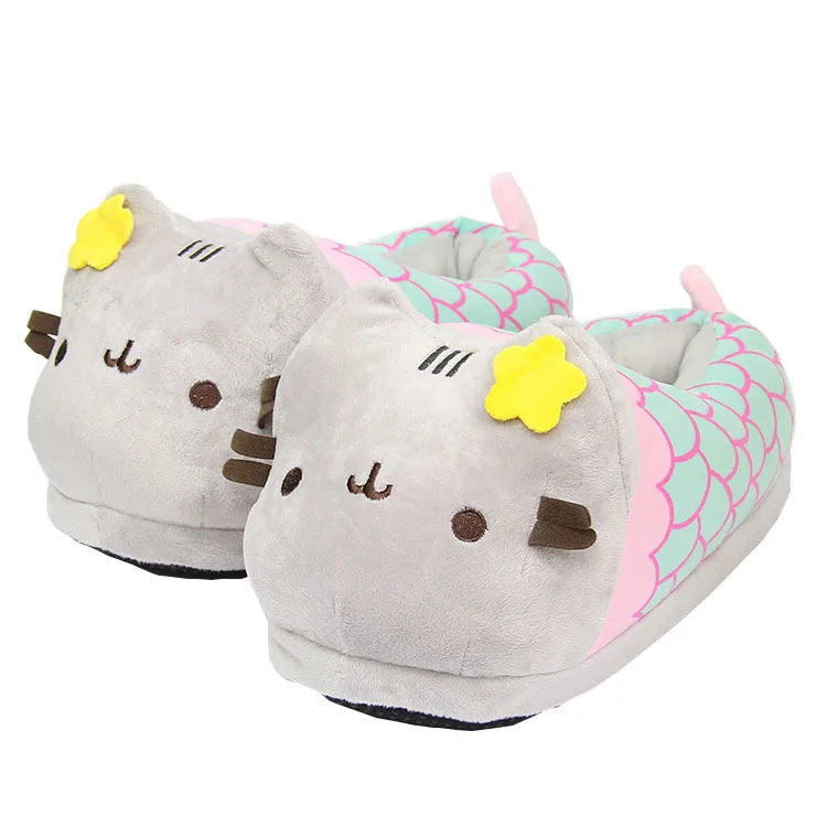 Cute Cartoon Cat Slippers | Cozy Plush Doll Indoor Shoes