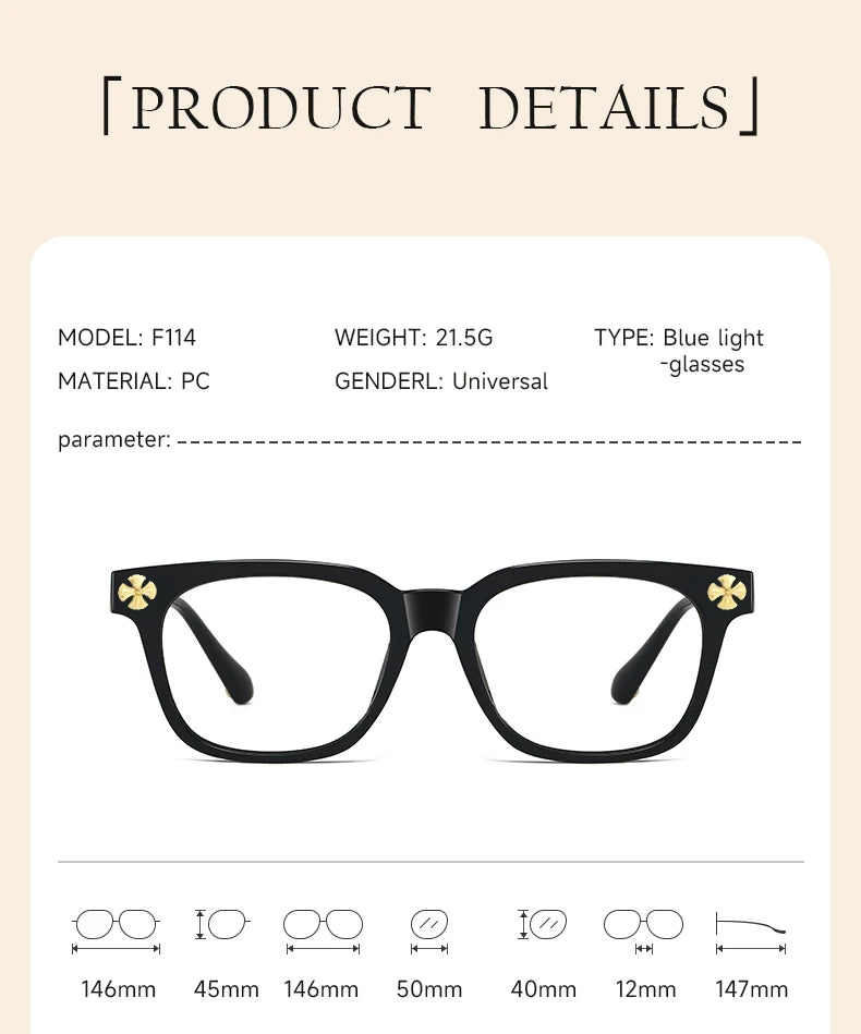 2026 New BEAU FIVE Retro Anti-Blue Light Square Frame Computer Protective Glasses Trendy Versatile High-Quality F114