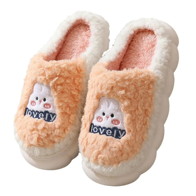 Women's Cute Cartoon Rabbit Plush Slippers | Cozy Indoor Footwear