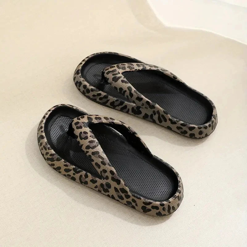 Women's Retro Leopard Print EVA Slides | Comfortable Slip-On Sandals