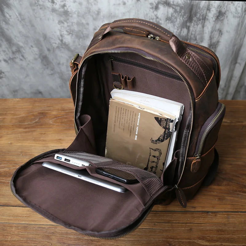 Stylish Retro Genuine Leather Men's Backpack | Travel Companion