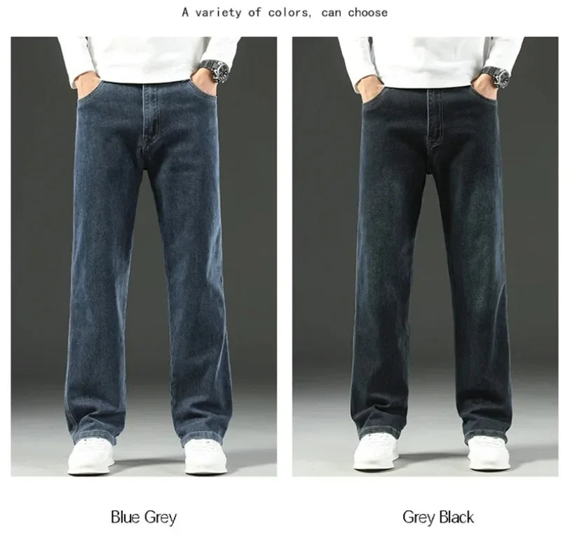 Men's Baggy Straight Wide Leg Jeans | Stylish Business Casual Pants