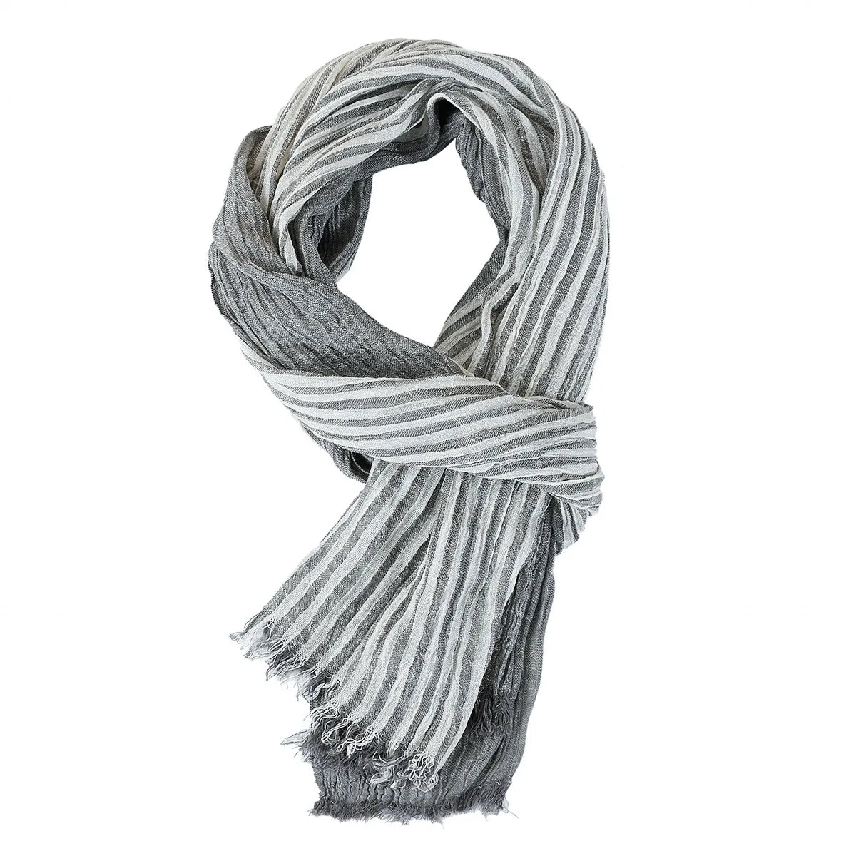 Fashionable Men's Cotton Linen Scarf | Warm Striped Neckerchief