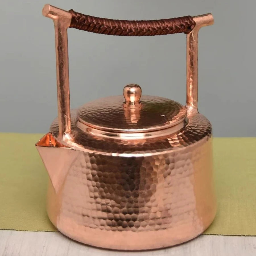 Vintage Copper Coffee Pot | Handcrafted Teapot with Lid