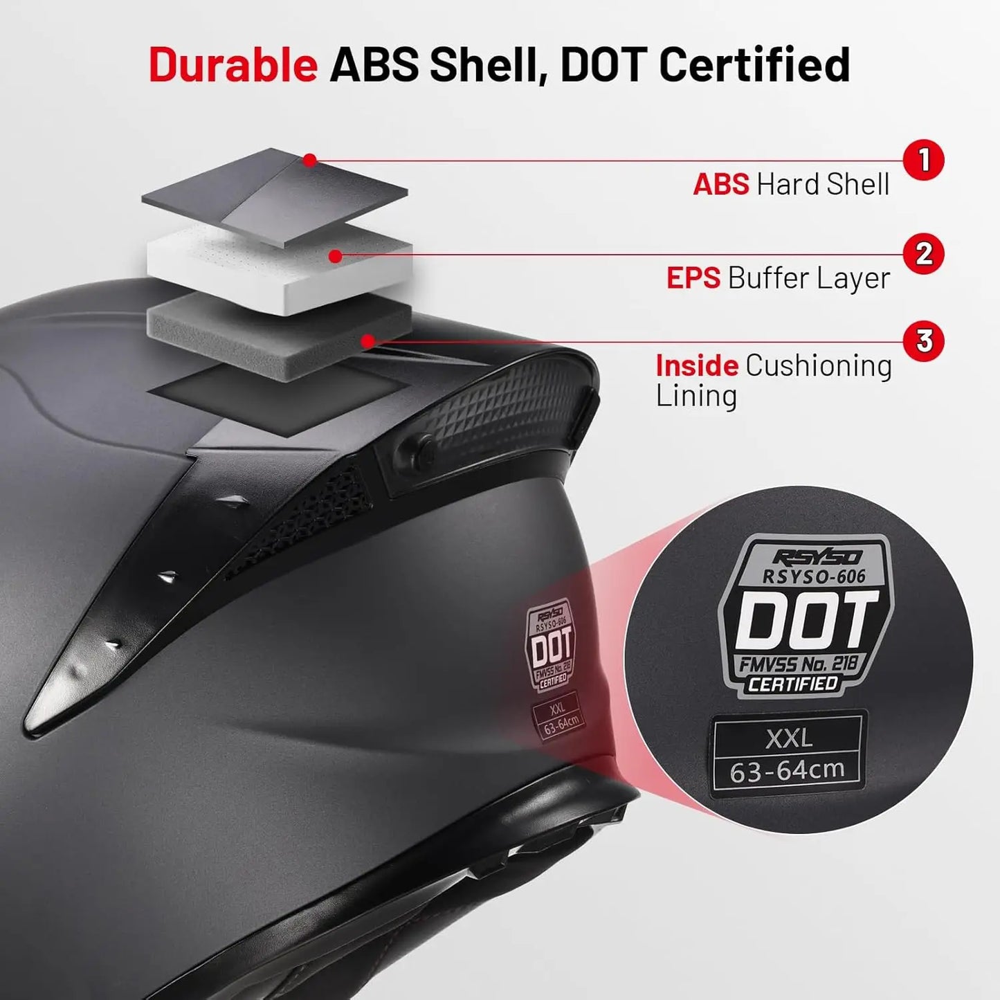 Dual Visor Full Face Motorcycle Helmet with LED Tail Light