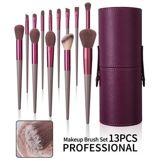 13 Piece Professional Makeup Brush Set – Soft Fluffy Nylon & Wool Fiber Brushes for Foundation, Eyeshadow, Concealer, Blending, Blush & Kabuki – Full Face Beauty Tools