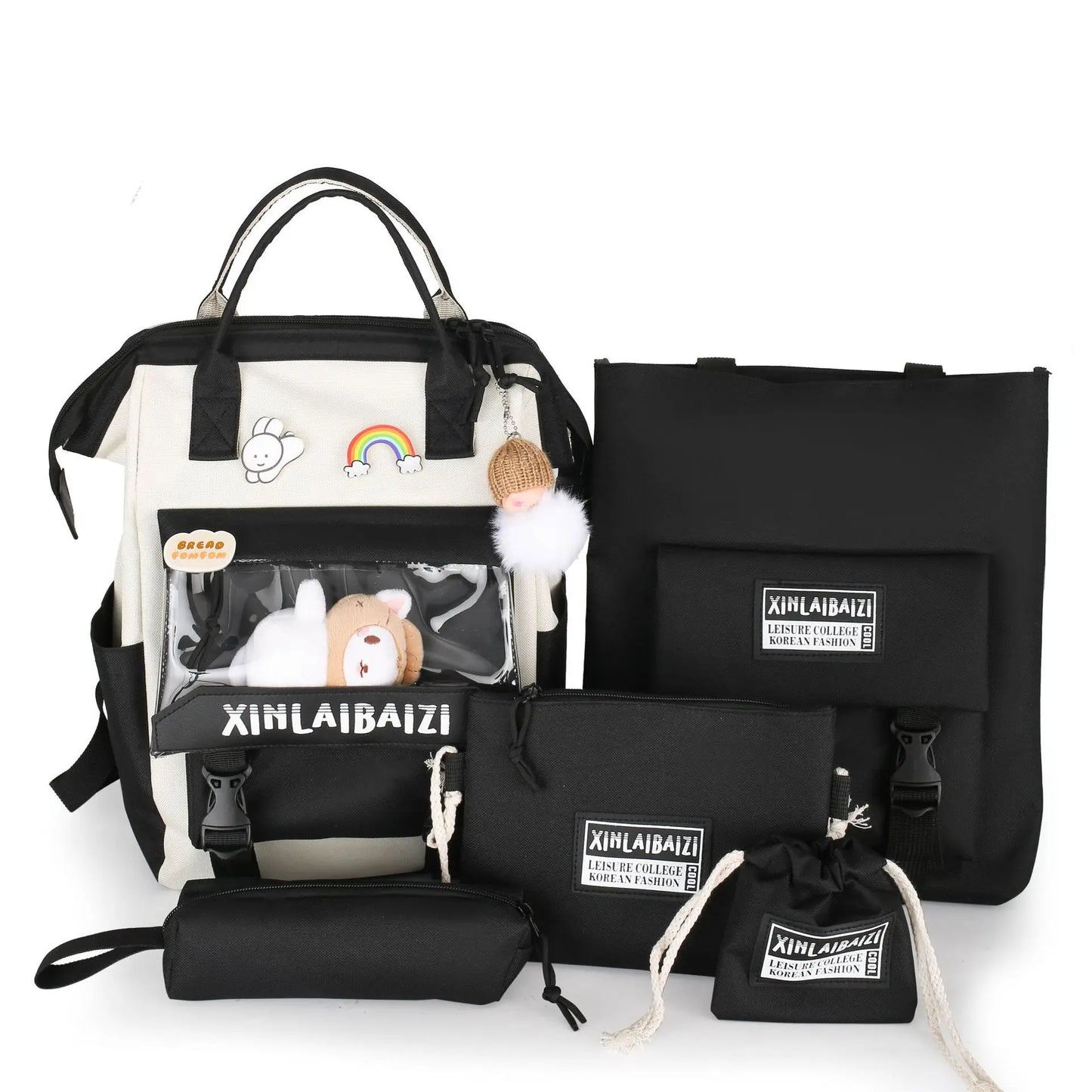 Large Capacity Kids Backpack | Versatile Nylon School Bag Set