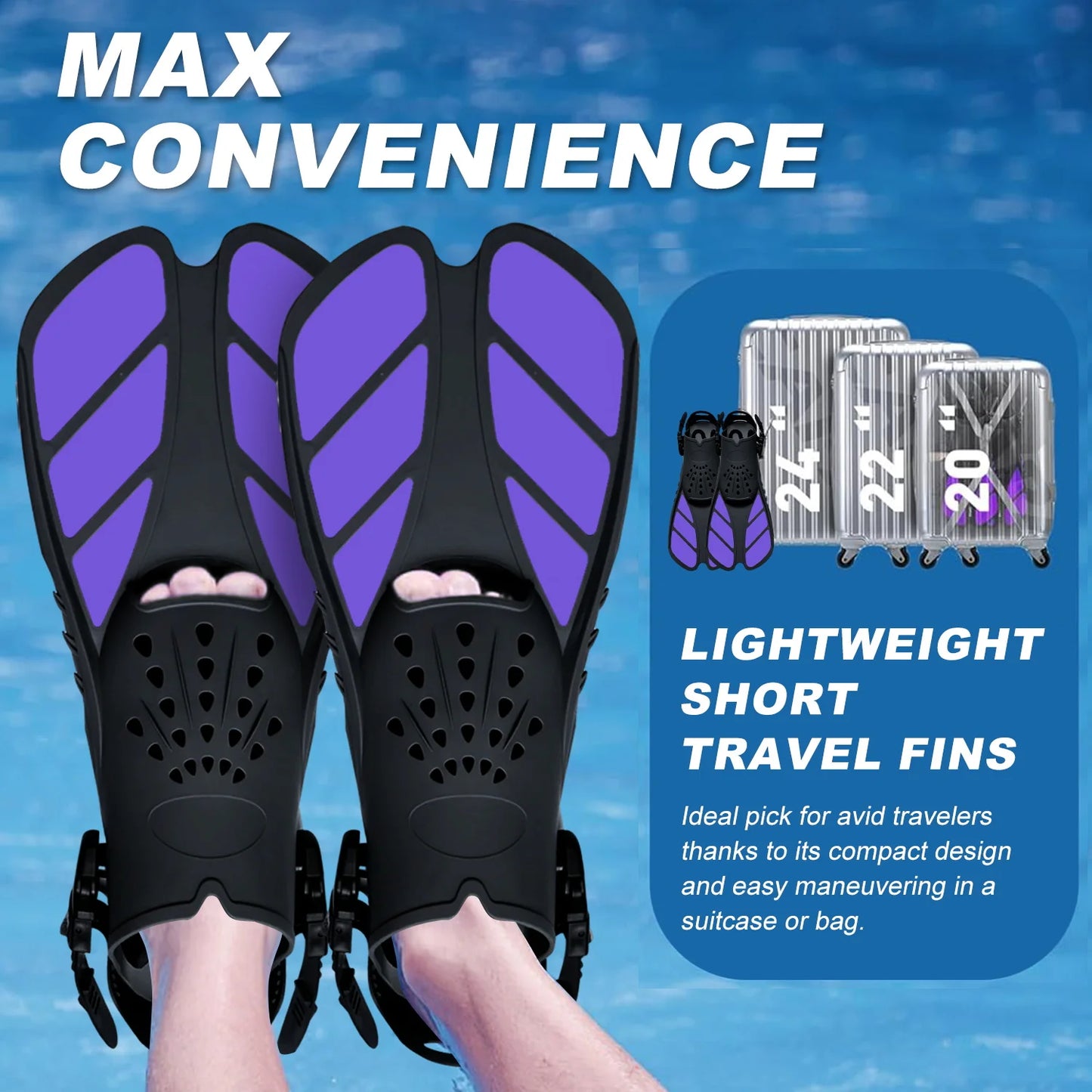Unisex Swim Training Fins | Adjustable Short Foot Pocket Design