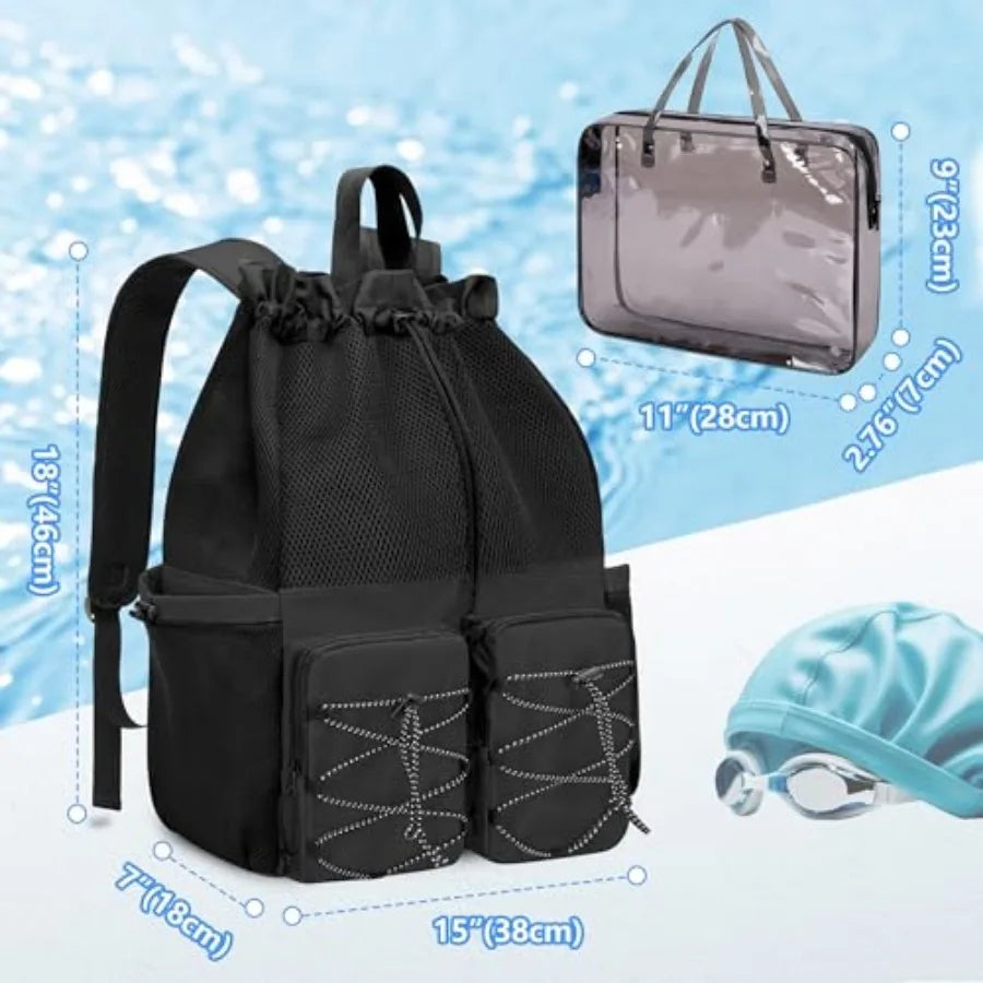 30L Mesh Swim Backpack | Waterproof Gym Bag for Athletes