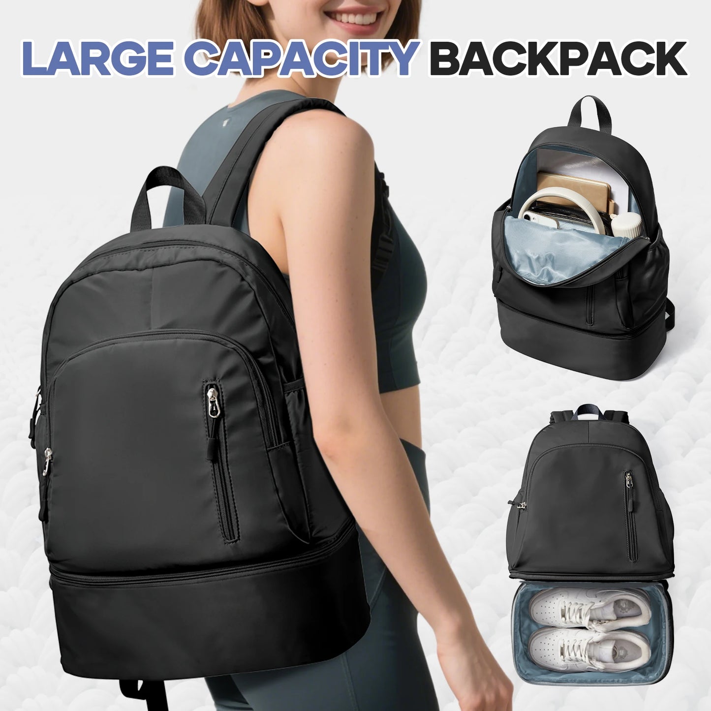 Versatile Waterproof Gym Backpack with Shoe Compartment