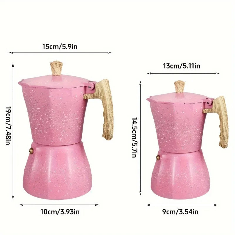 Pink Aluminum Moka Pot | Reusable Mocha Espresso Maker for Home