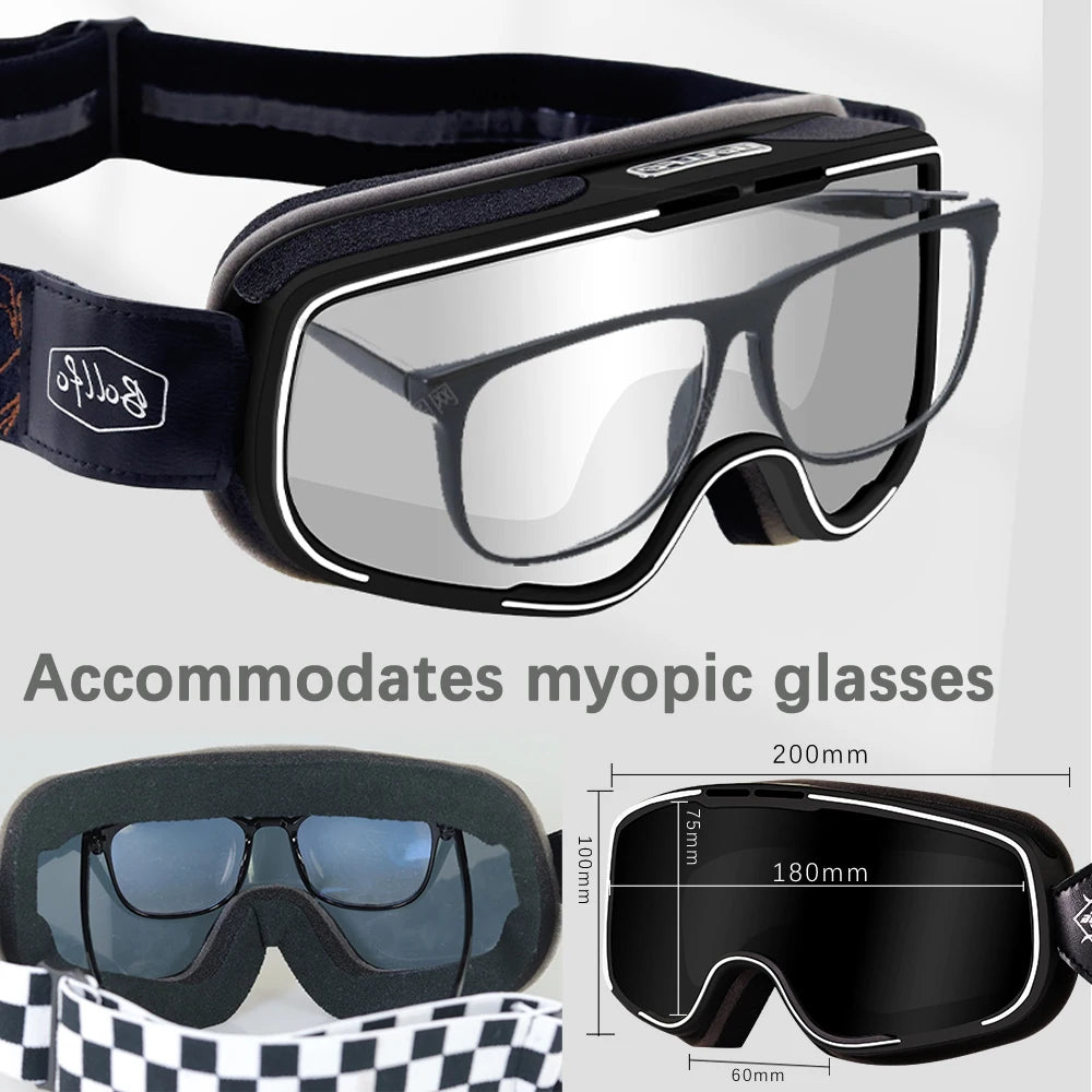 BOLLFO Photochromic Motorcycle Goggles Motorbike Eyewear OTG UV Protection Auto-tinting ATV Glasses Windproof Dirt Bike Goggles