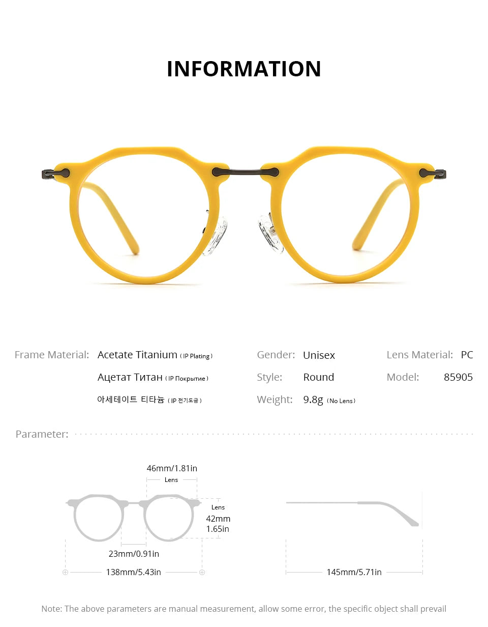Monturas de gafas unisex cuadradas retro de titanio | Elegantes y duraderas