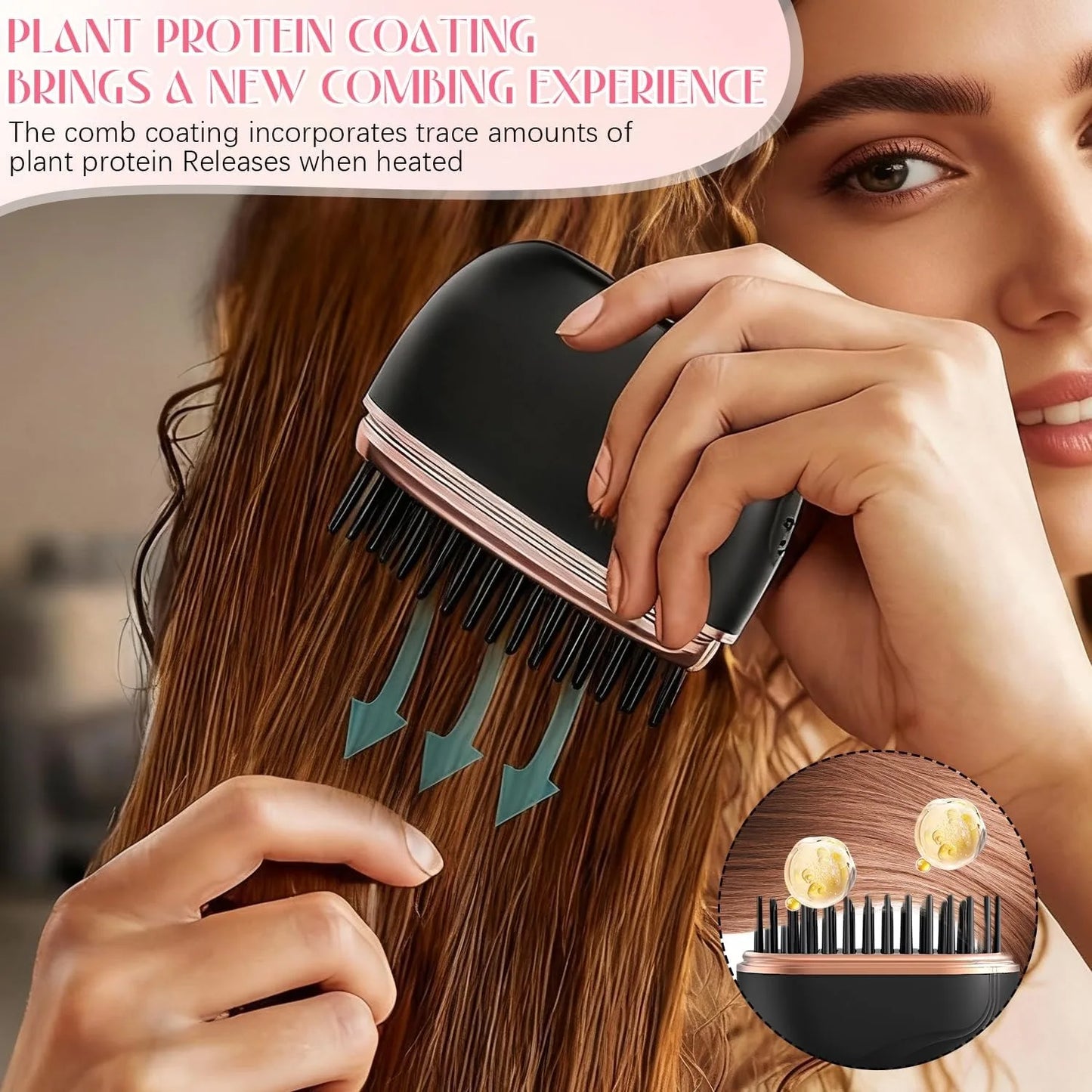 Mini Rechargeable Hair Straightener Brush | Portable & Lightweight