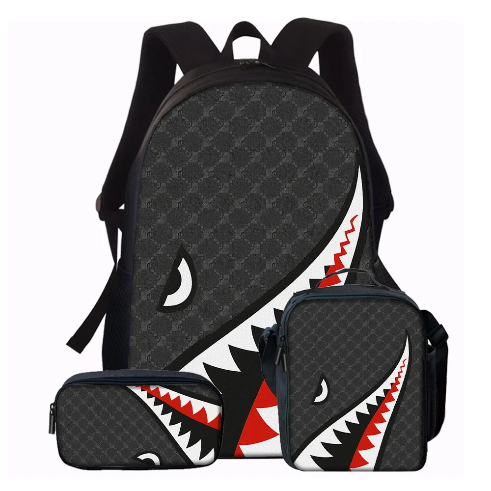 Trendy Shark Graphic Backpack Set | Ideal for School & Adventures