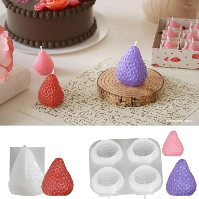 3D Strawberry Aromatherapy Candle Silicone Mold | DIY Gift Maker