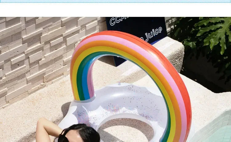 Rainbow Inflatable Swimming Ring | Fun Pool Float for All Ages