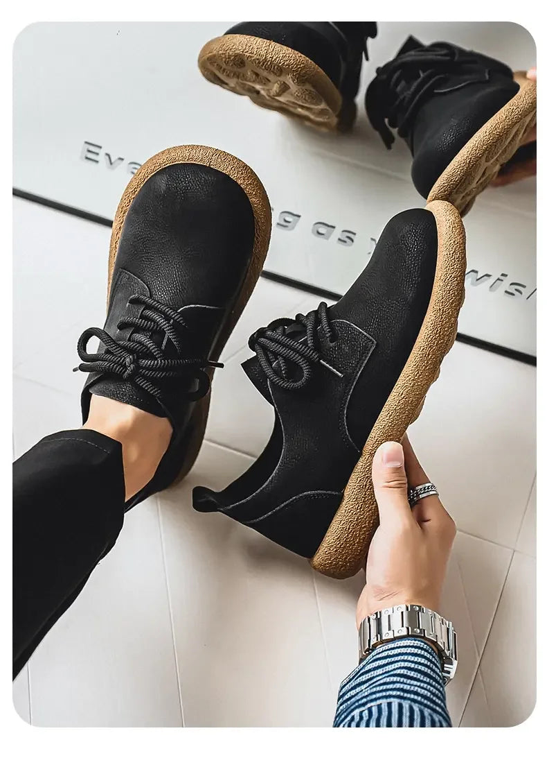 Men's Plus Size Retro PU Leather Ankle Shoes | Comfortable Casual Wear