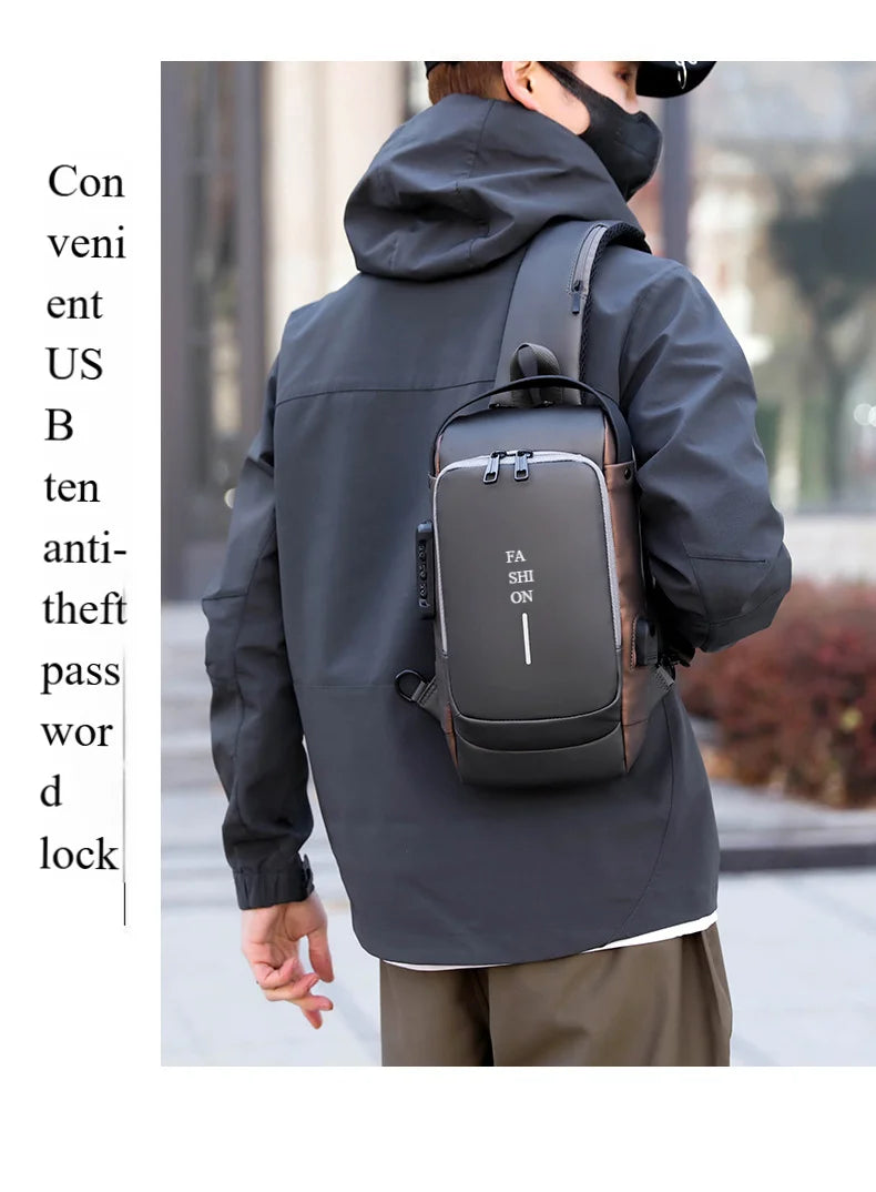 Men's Anti-Theft Chest Bag with USB Port | Waterproof Crossbody Sling