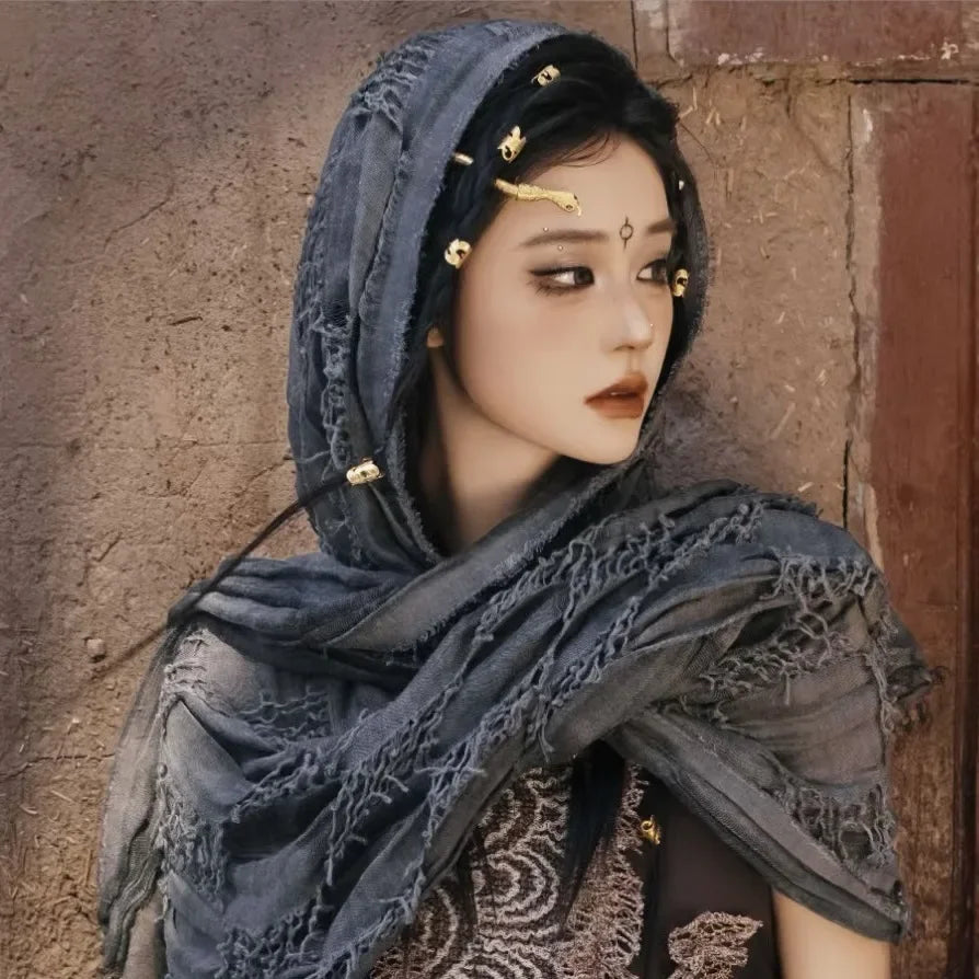 Unisex Steampunk Hip Hop Cotton Linen Scarf | Versatile Fashion Shawl