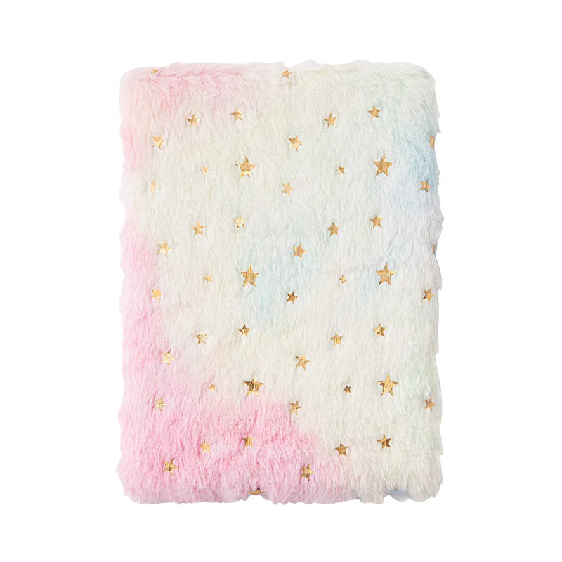 Dreamy Gradient Plush Cover Notebook | Cute Journal for Students
