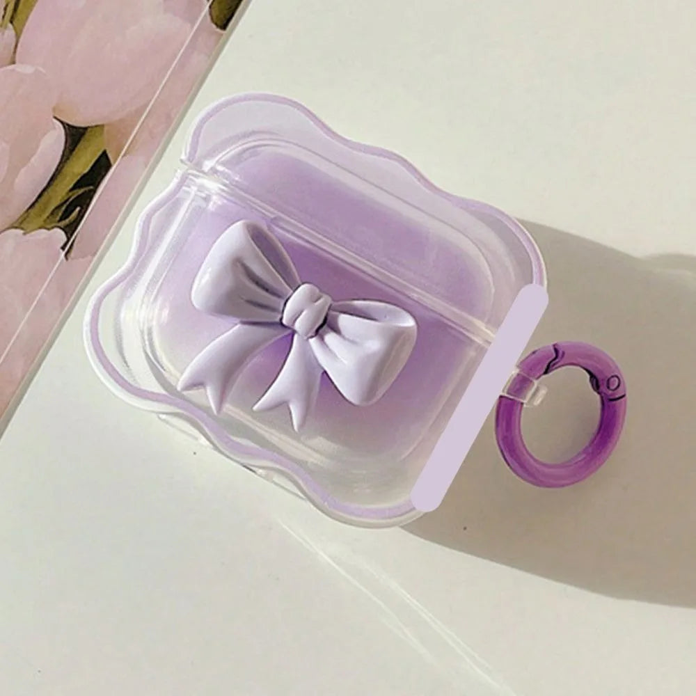 Cute Wave Case for AirPods | 3D Pink Bow Soft TPU Cover
