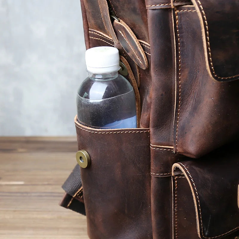 Men's Retro Genuine Leather Backpack | Spacious Multi Pocket Design