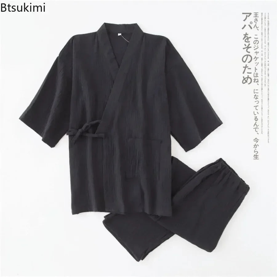 Men's Plus Size Cotton Kimono Pajamas | Stylish Comfort Homewear