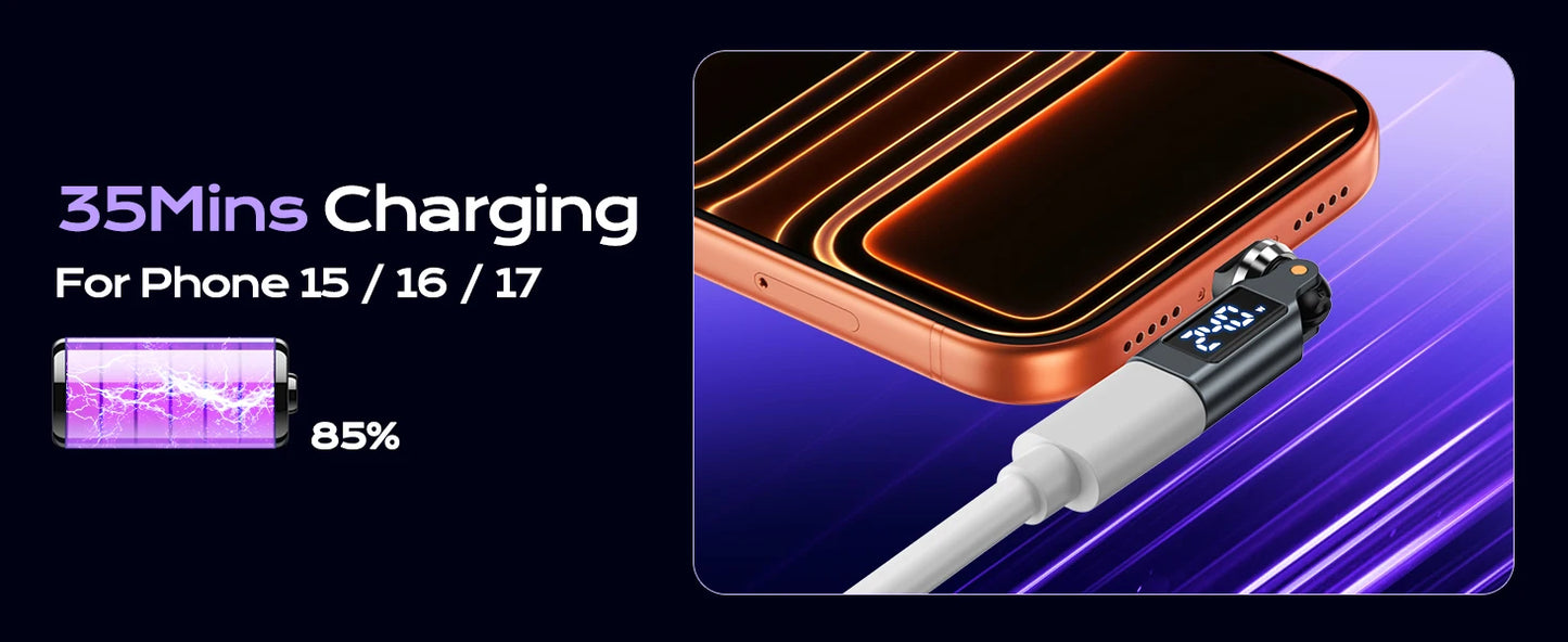 USB C OTG Adapter with Digital Display | Fast 5A Charging Converter