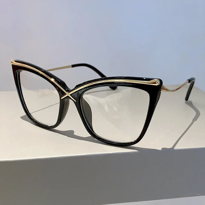 Trendy Oversized Cat Eye Eyeglasses | Vintage Blue Light Blockers