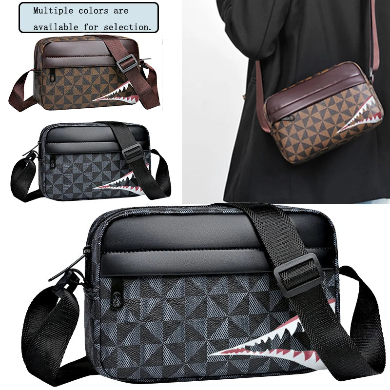 Stylish Shark-Pattern Men's Crossbody Bag | Practical Casual Shoulder Bag