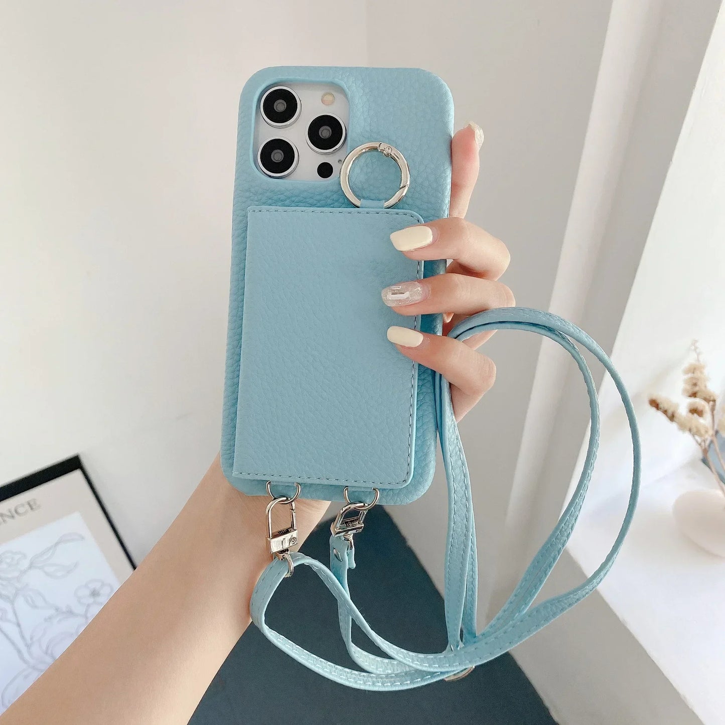 Elegant Ring Holder Mirror Card Slot Case for iPhone