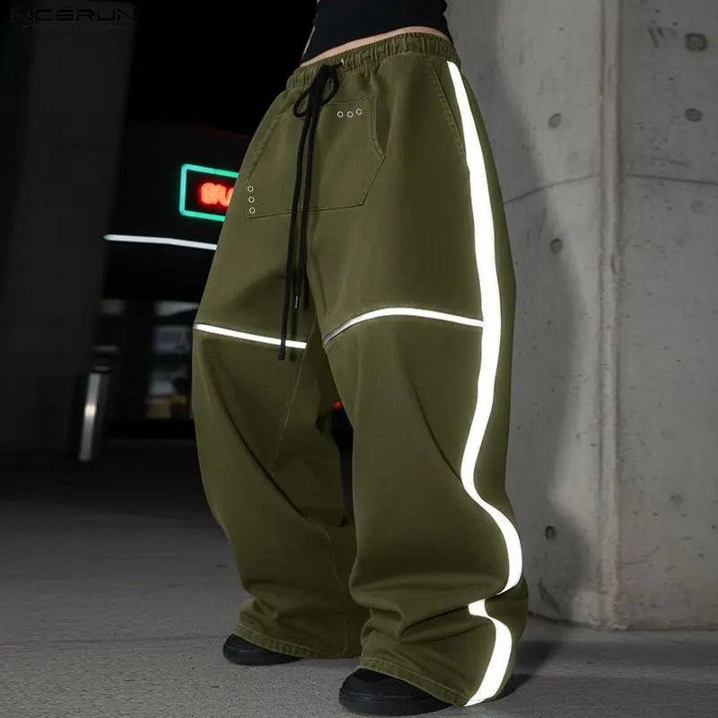 Men's Patchwork Joggers | Stylish Wide Leg Drawstring Pants