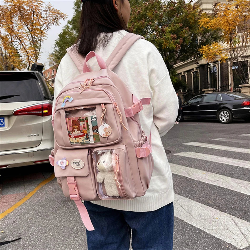 Mochila Bonita Impermeable para Mujer | Mochila Escolar con Múltiples Bolsillos